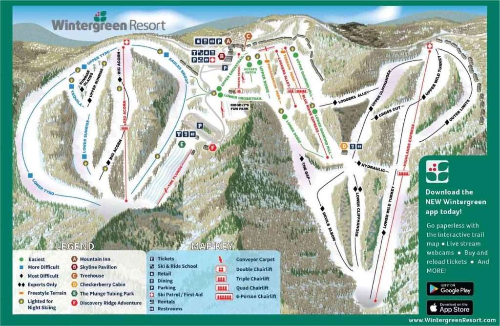 Winter green trail map